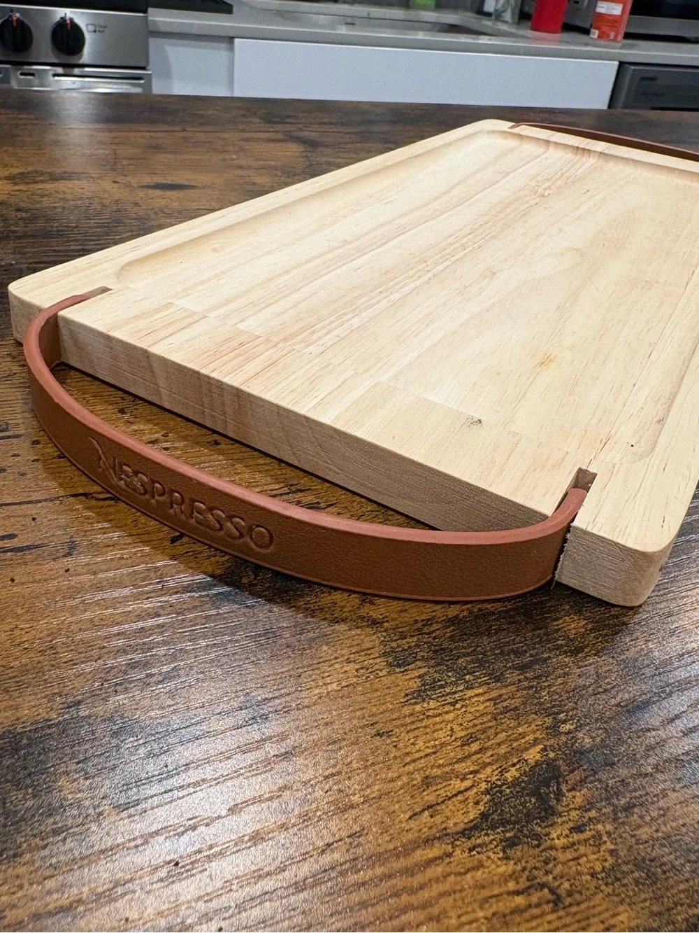 Nespresso wooden serving